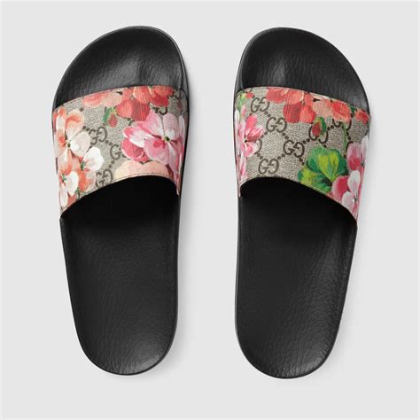 blue gucci flower slides|gucci gg blooms supreme slide.